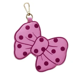 Nyckelring & myntväska med en rosa rosett 13×9,5 cm