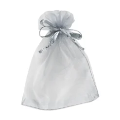 Organzapåsar presentpåsar av organza 10-pack, transparent silver 9×11,5 cm