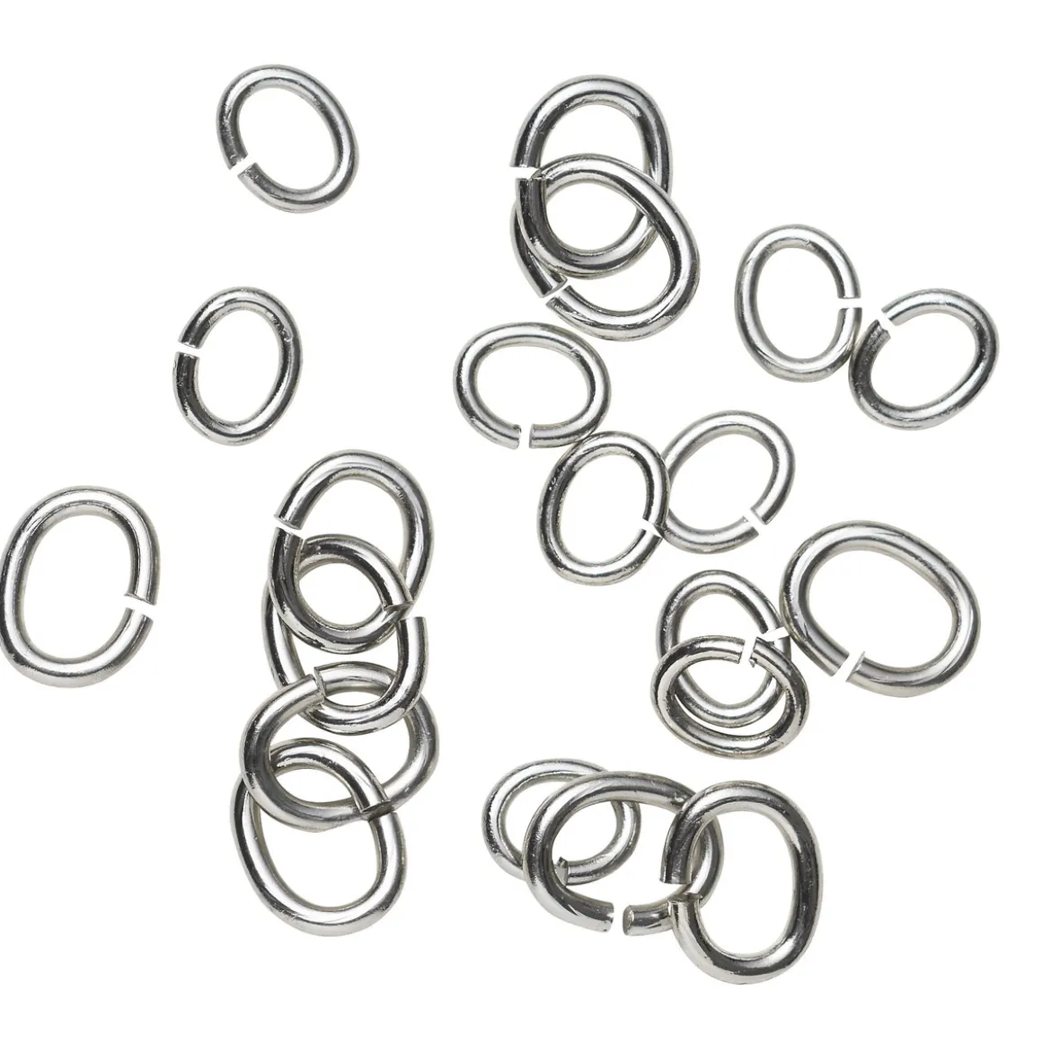 Ovala ringöglor mix 20-pack silverfärg – 3×4 mm & 5×6 mm, 10 av varje