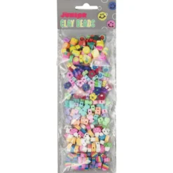 5-pack färgglada & roliga pärlor av polymerlera, cirka 1 cm stora