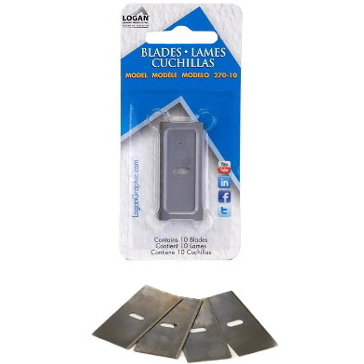 10-pack knivblad nr. 270 till Logan skärmaskiner, artikelnummer 596652, 596653, 596654