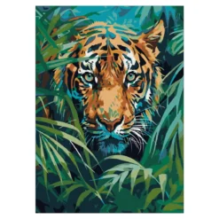Paint by number / måla efter nummer – tiger, 25×35 cm + 18 färger & 3 penslar