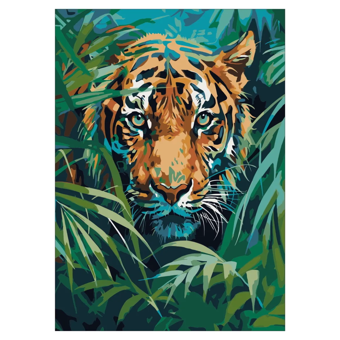 Paint by number / måla efter nummer – tiger, 25×35 cm + 18 färger & 3 penslar