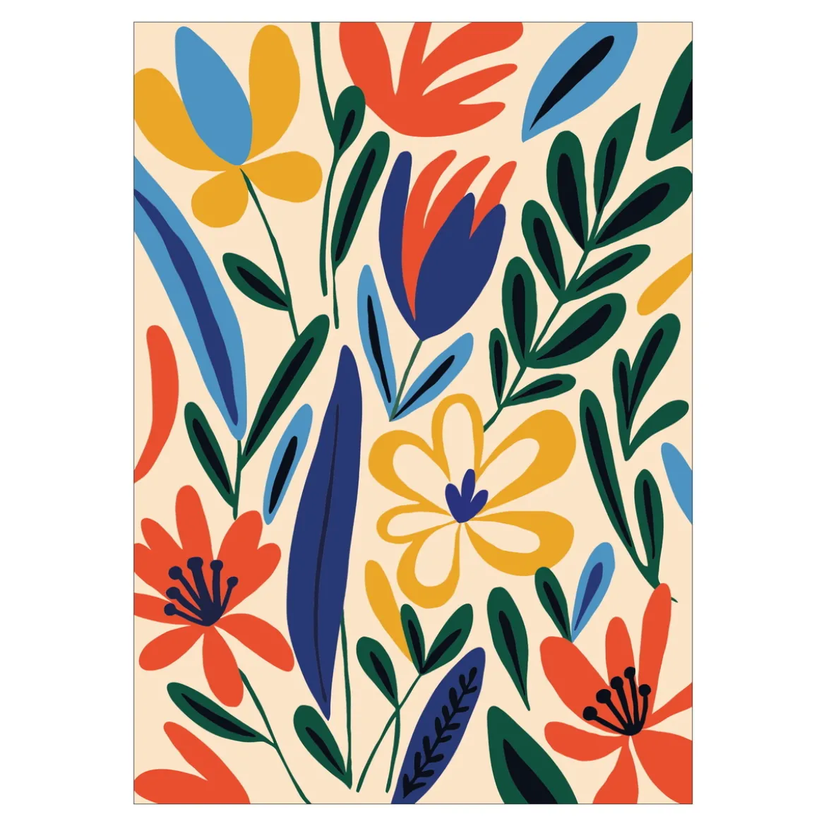 Paint by number / måla efter nummer – blommor, 25×35 cm + 10 färger & 3 penslar