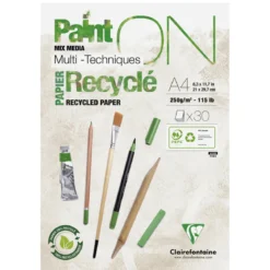 Paint ON Mix Media Multi Techniques Recyclé – kraftigt A4-block / 30 ark tillverkat av återvunnet papper