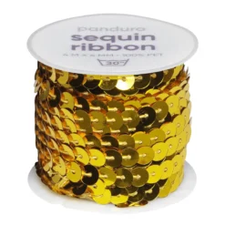 Paljettband guld, 4 m snöre med massor av paljetter som är Ø6 mm