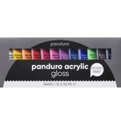 Panduro Acrylic akrylfärg, blanka basfärger 12×30 ml