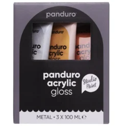 Panduro Acrylic akrylfärg, blanka metallicfärger 3×100 ml
