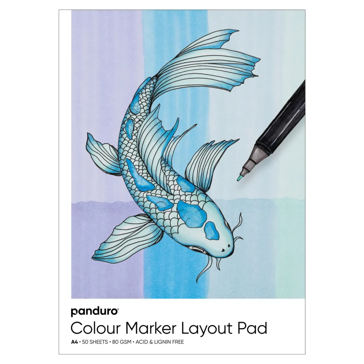 Panduro colour marker block A4 (210×297 mm), 80 grams ytvikt, 50 ark – perfekt för att skissa med markers & tuschpennor