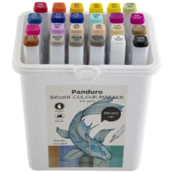 Panduro colour marker brush 24 – twintip-markers med penselspets & snedskuren spets