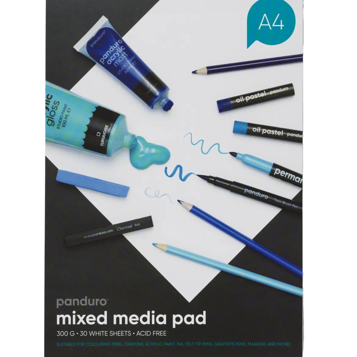 Panduro mixed media block A4 (210×297 mm), 30 ark – 300 grams ytvikt