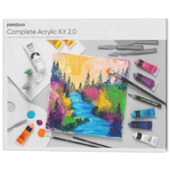 Panduros kompletta akrylkit 2.0 – 24 tuber färg à 30 ml, 2 canvaser, 5 penslar + tillbehör