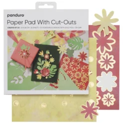 Pappersset med utskurna blommor, blad & löv, 24 ark, 20×20 cm, 120 g/m²