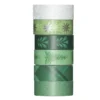 Papperstejp grön julmix, 6 rullar à 15 meter, 5 mm bredd.