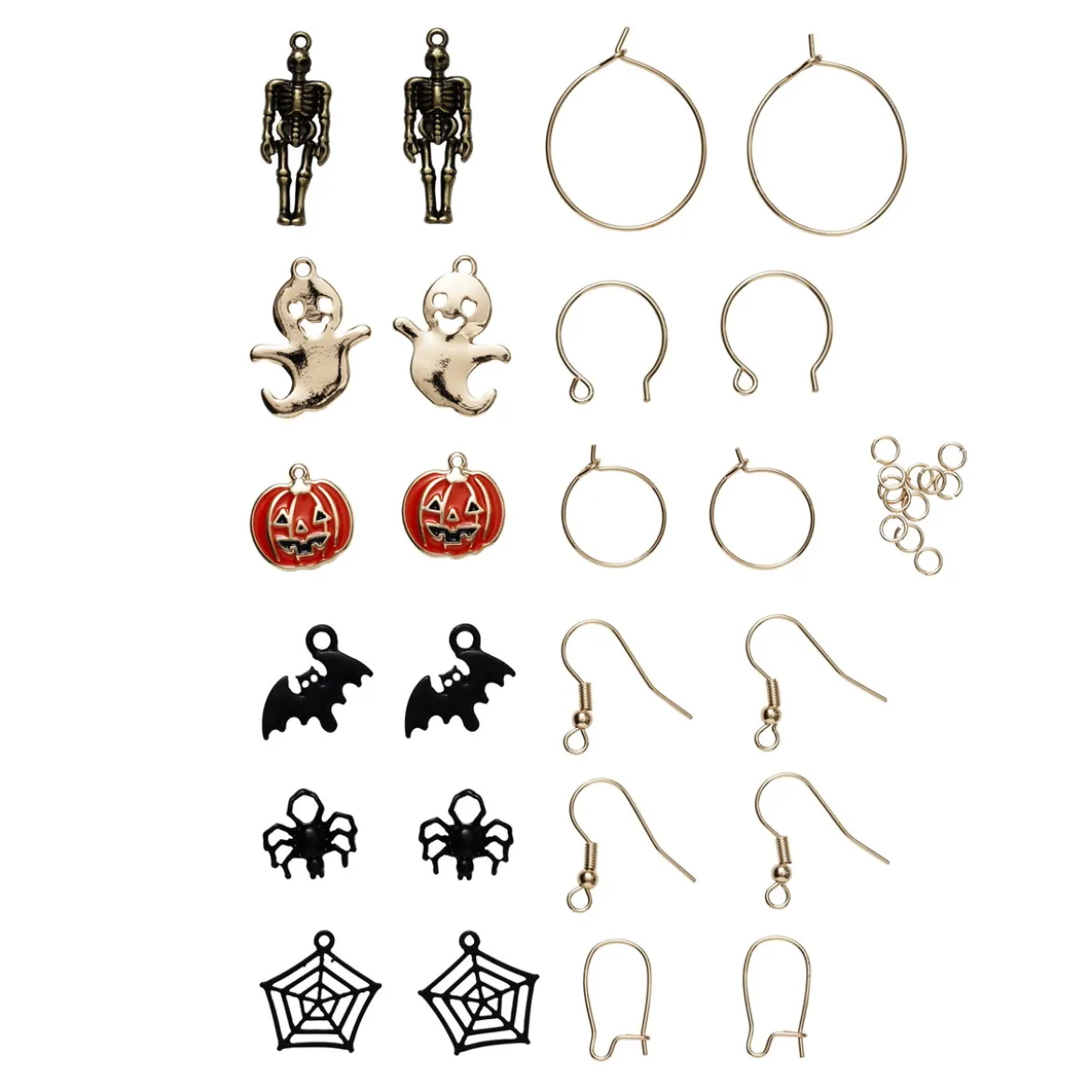 6 par örhängen med 6 par läbbiga halloween-motiv