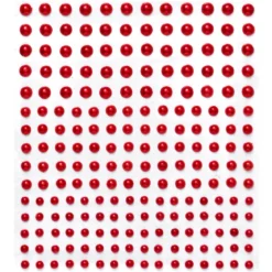 Pearl stickers röd – 420 rödglänsande pärlstickers. Ø4, 5, 6 mm