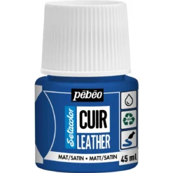 Pebeo Cuir Leather 45 ml läderfärg, färgar även PU läder – Mörkröd, matt satin-finish