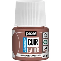 Pebeo Cuir Leather 45 ml läderfärg, färgar även PU läder – Terracotta, matt satin-finish