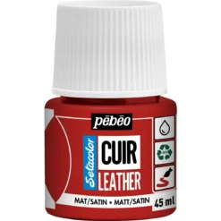 Pebeo Cuir Leather 45 ml läderfärg, färgar även PU läder – Gul, matt satin-finish