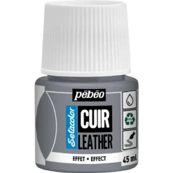 Pebeo Cuir Leather 45 ml läderfärg, färgar även PU läder – Silver, metallic