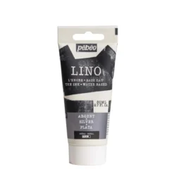 Pebeo Lino Ink 80 ml, vattenbaserad linoleumfärg – Silver