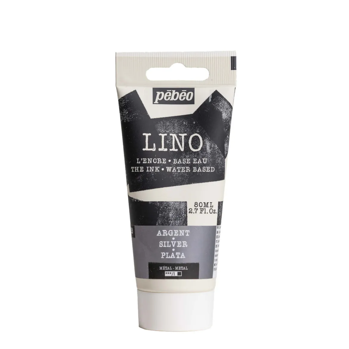 Pebeo Lino Ink 80 ml, vattenbaserad linoleumfärg – Silver