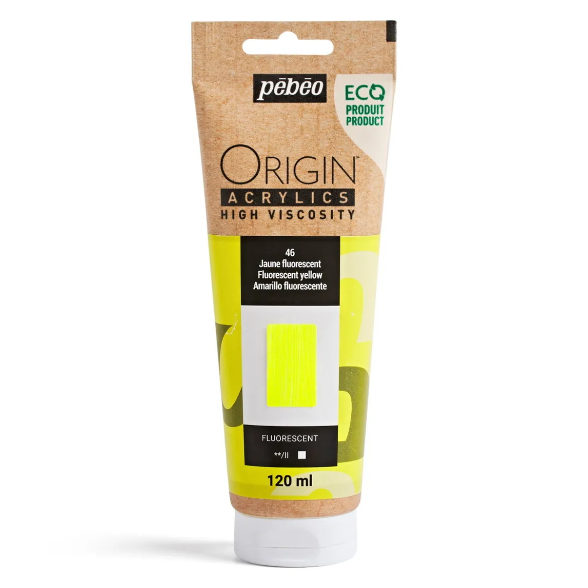 Pebeo Origin Acrylics akrylfärg 120 ml Fluorescent yellow 46