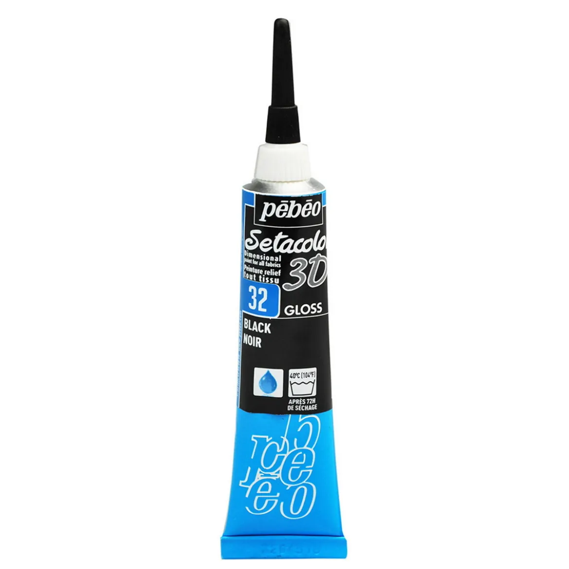 Pebeo Setacolor 20 ml textilfärg 3D Liner Gloss Black – högblank svart relief-färg