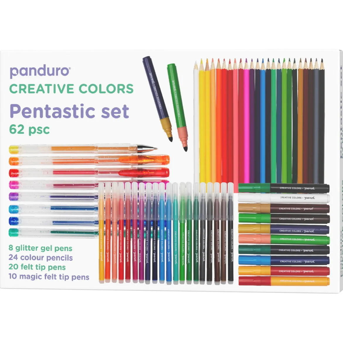Pentastic set – pennor med 62 roliga & färgglada pennor i 4 olika varianter