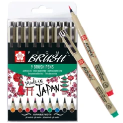 Pigma Brush Pen färgmix 9-pack