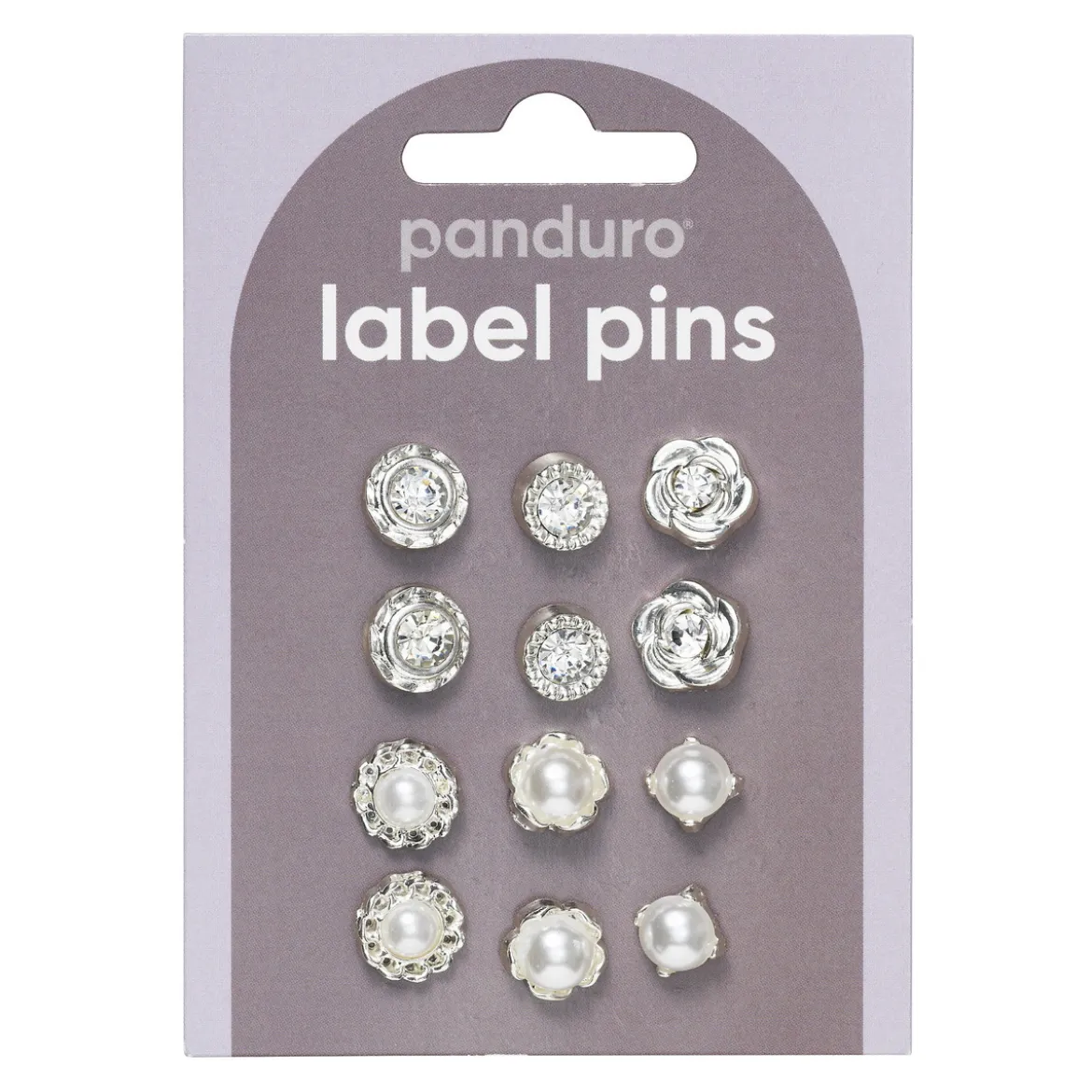 Pins, badges, 12 st. härligt silvriga & gnistrande små mini-broscher Ø10-12 mm