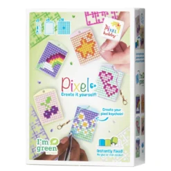 Pixelhobby Box Söta saker – 5 nyckelringar à 30×40 mm, 18 pixelplattor och mönsterhäfte