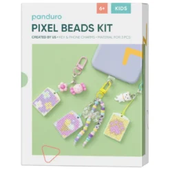 Pixelhobby DIY-kit Pixel Beads, pixla & pyssla 3 tokigt söta nyckelringar eller mobilsmycken!