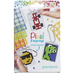 Pixelhobby Kit Cool – 3 nyckelringar à 30×40 mm, 8 pixelplattor och mönsterhäfte