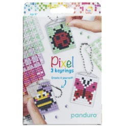 Pixelhobby Kit Insects – 3 nyckelringar à 30×40 mm, 8 pixelplattor och mönsterhäfte