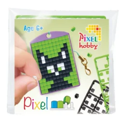 Pixelhobby Mini-kit katt – med nyckelring 30×40 mm & 3×144 pixlar