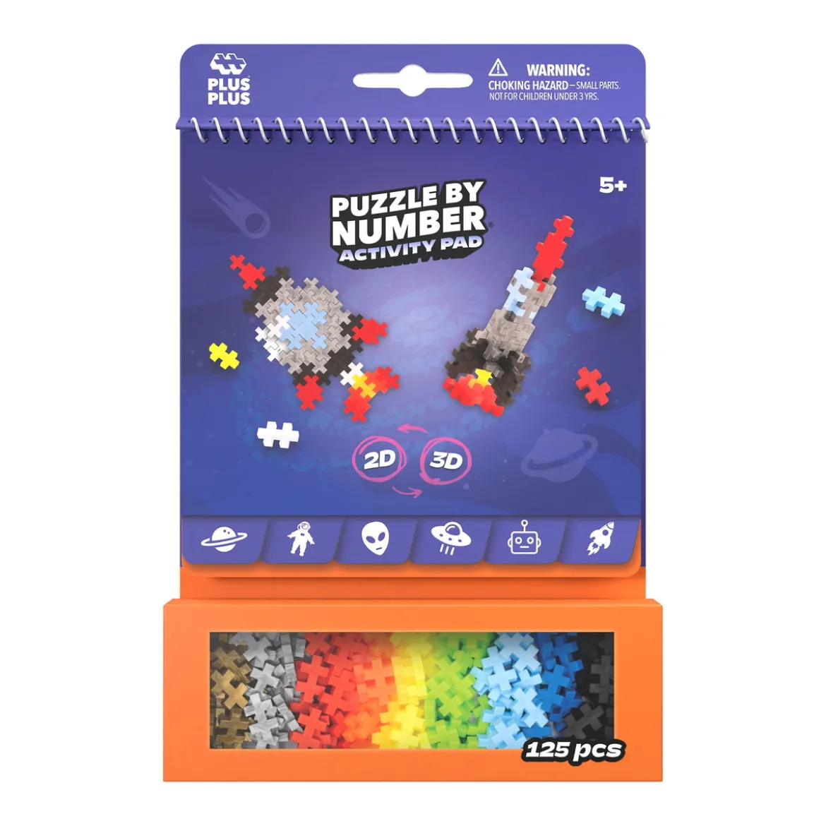 Plus-Plus aktivitets-kit Space – 125 bitar, mönsterblock + praktisk förpackning!