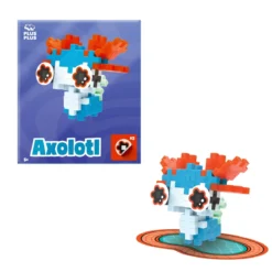 Plus-Plus Pets Artsy Axolotl, kit med 39 bitar som blir en blå axolotl!