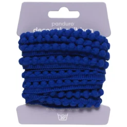 Pompom-band dekorband turkos, 4 m långt och 10 mm brett