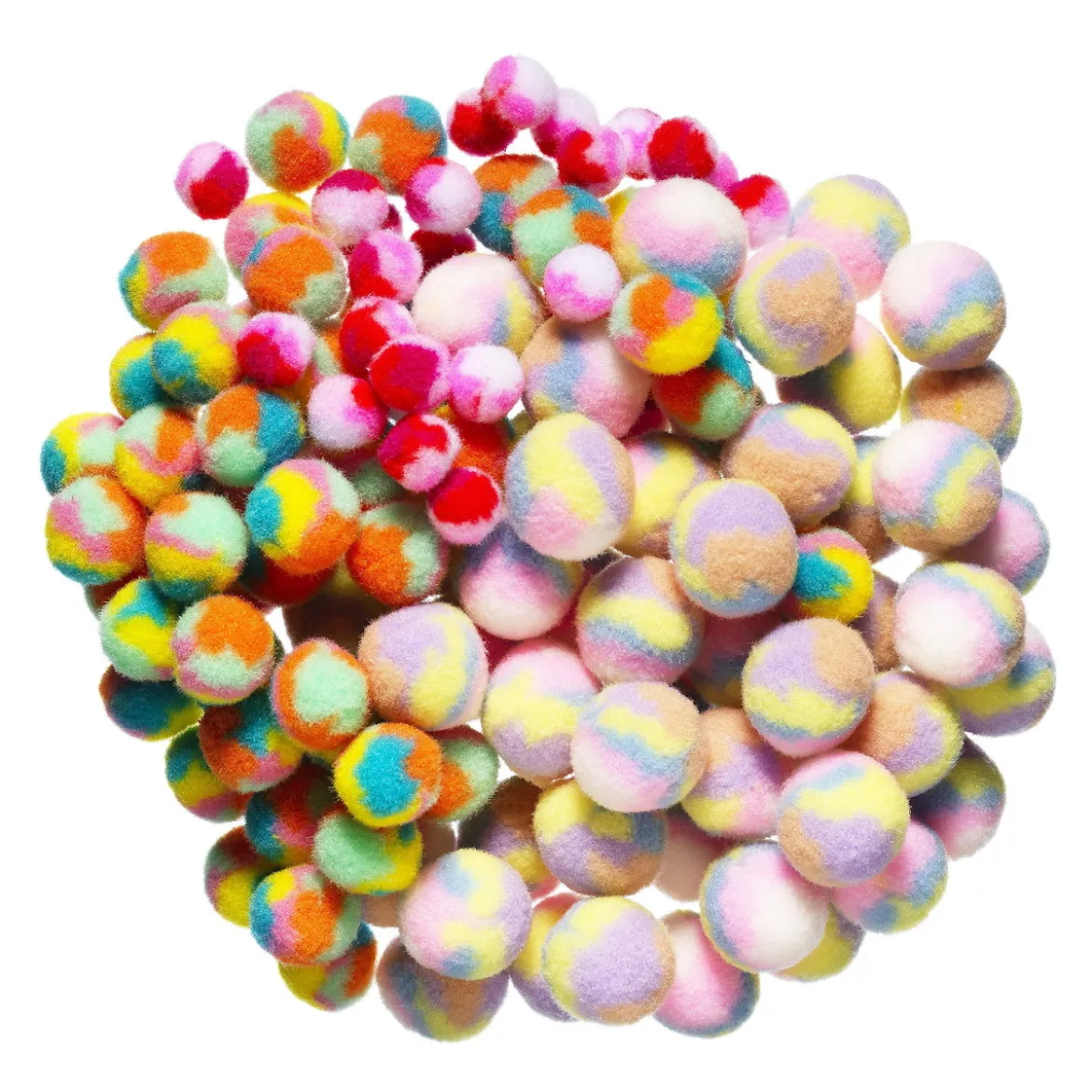 Pom Pom mix flerfärgade, Ø15-25 mm, 150 st.