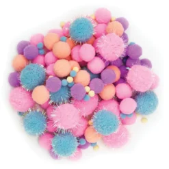 Pom Pom mix 150 st pastellfärger – massor av fina fluffiga pompom-bollar!