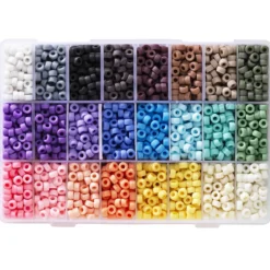 Pony beads pärllåda med 24 matta nyanser, sammanlagt 3240–3600 pärlor – Ø7 mm
