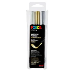 Posca Brush PC-350 3-pack – guld / silver / vit