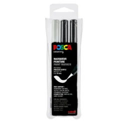 Posca Brush PC-350 3-pack – svart / svart / vit