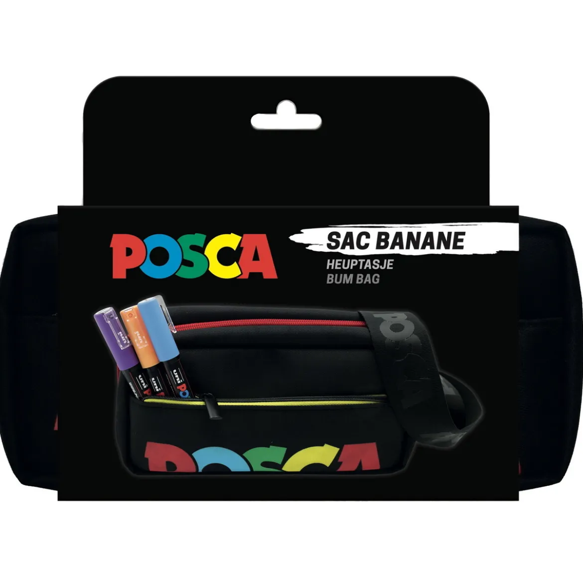 Posca bum bag black – svart magväska, 23×5×13 cm (tom)