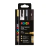 Posca PC-5M 4-pack – silver / guld / svart / vit (1,8-2,5 mm)