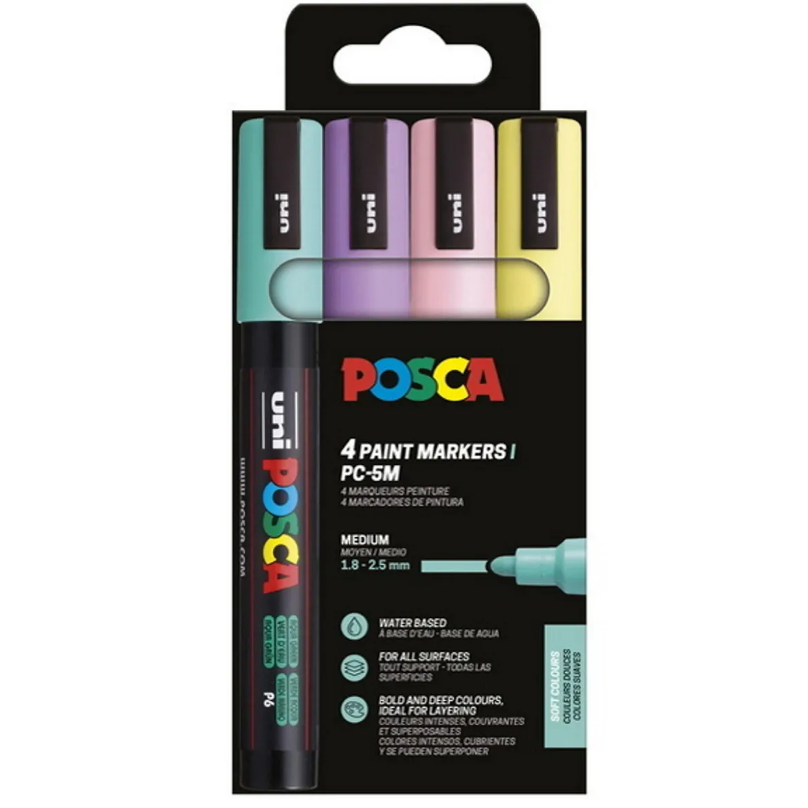 Posca PC-5M 4-pack Soft Pastel (1,8-2,5 mm)