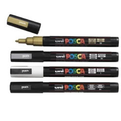 Posca PC3Mx4 silv/guld/vit/sva