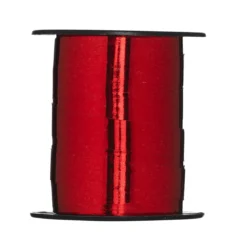 Presentband 25 meter på rulle, 1 cm brett – röd metallic