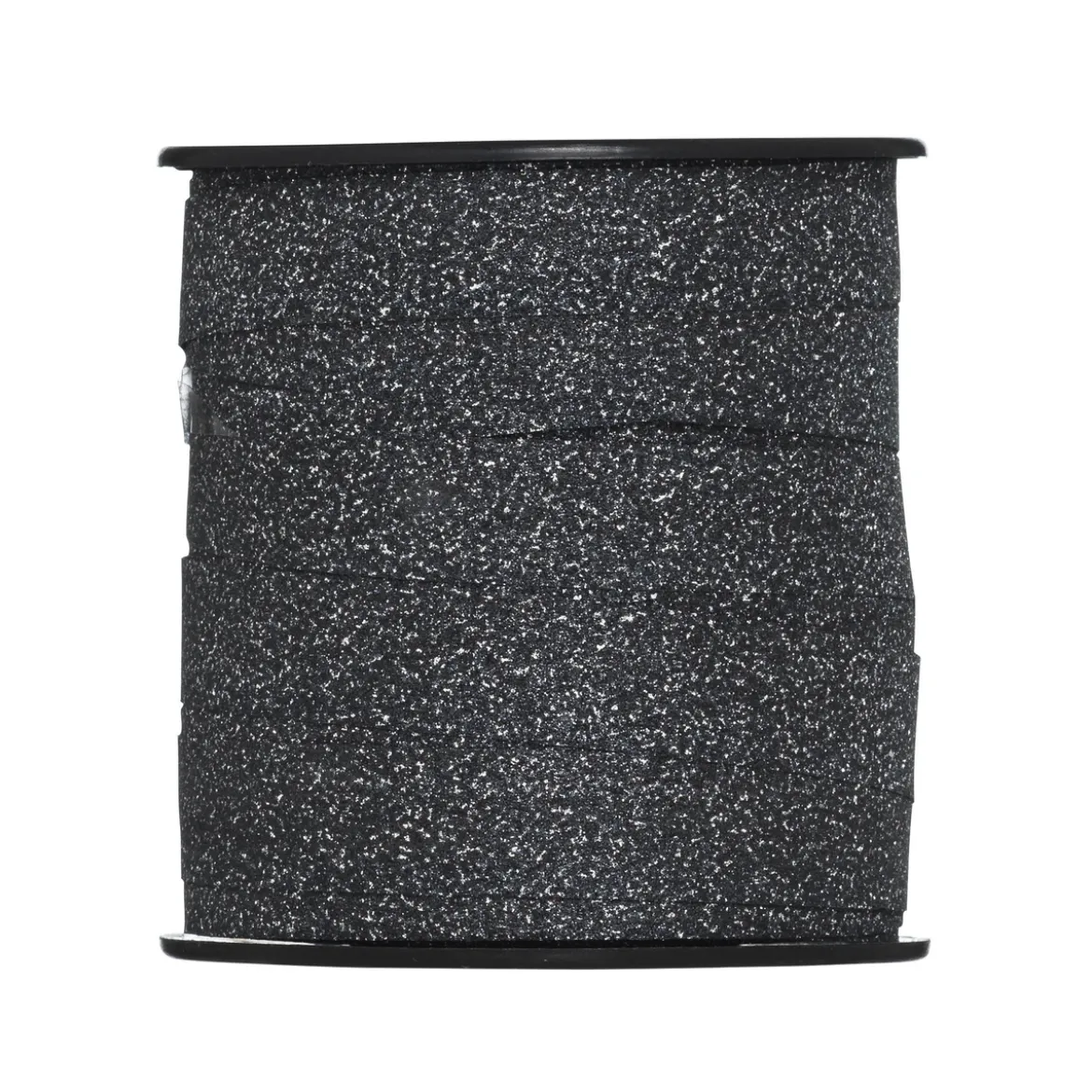Presentband 25 meter på rulle, 1 cm brett – glitter svart